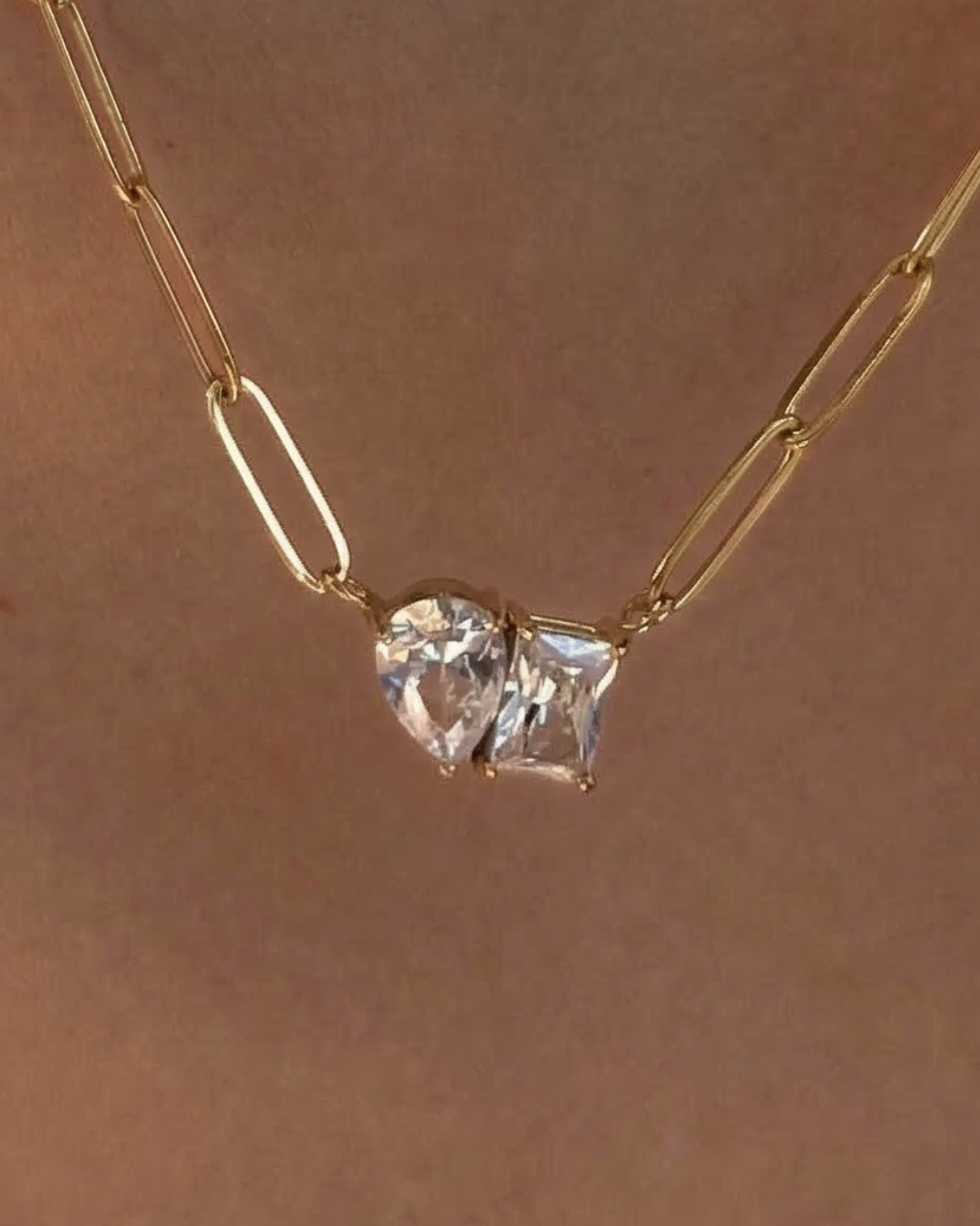 316L Double Zirconia Chain Necklace — ディテール | ネックレス | サージカルステンレス316L | Misy Jewelry