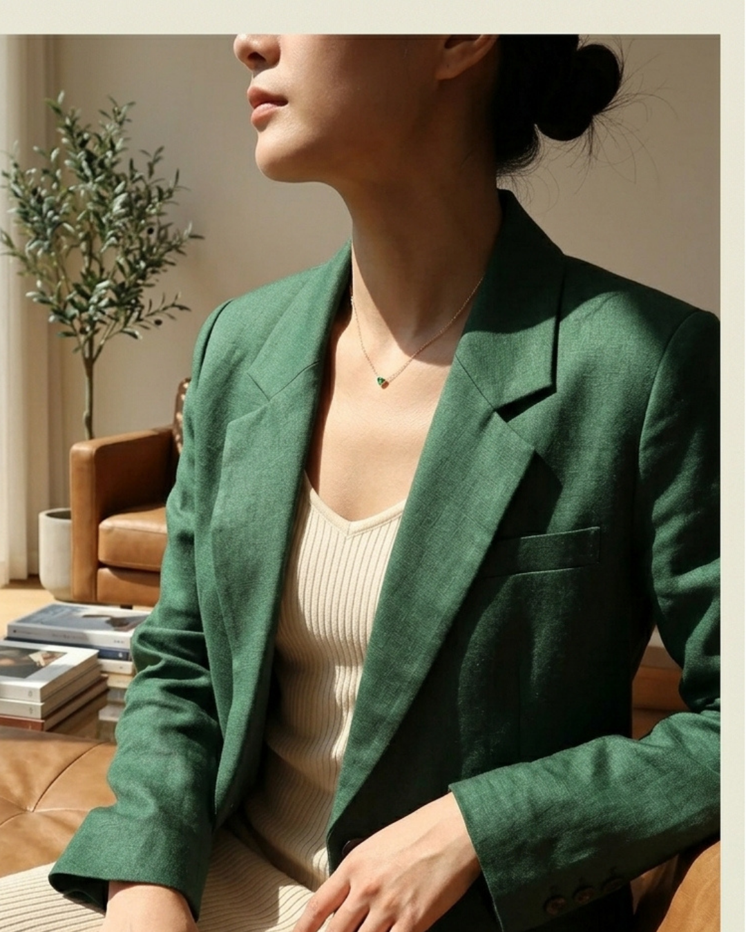 316L Chain Zirconia Green Or White — 着用イメージ | ネックレス | サージカルステンレス316L | Misy Jewelry