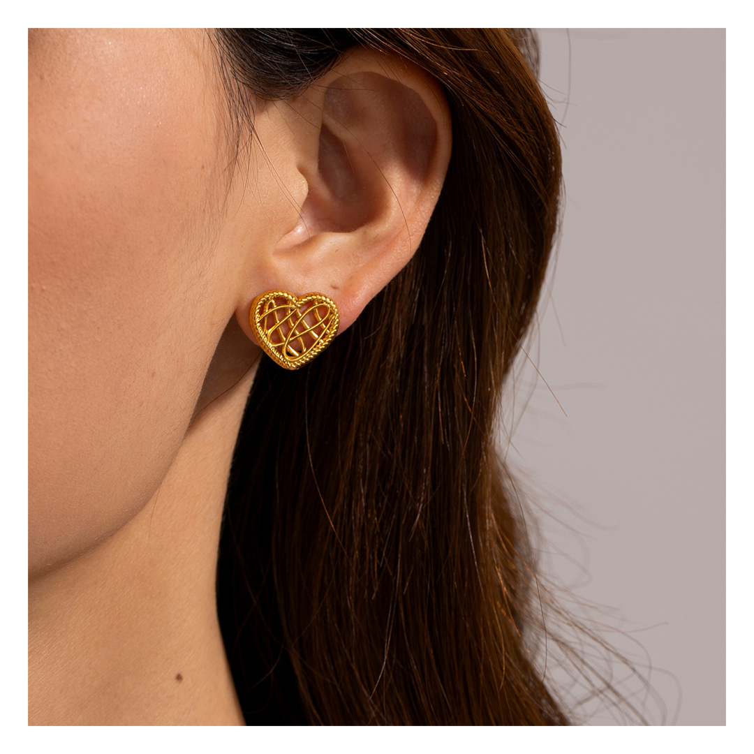 316L Elegant Heart-Cross Pierce - ピアス・イヤリング|Misy Jewelry