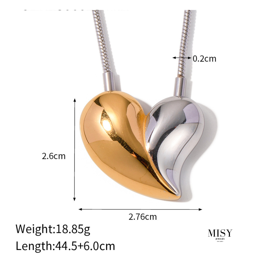 316L Bi-Color Heart Necklace 詳細画像4|Misy Jewelry