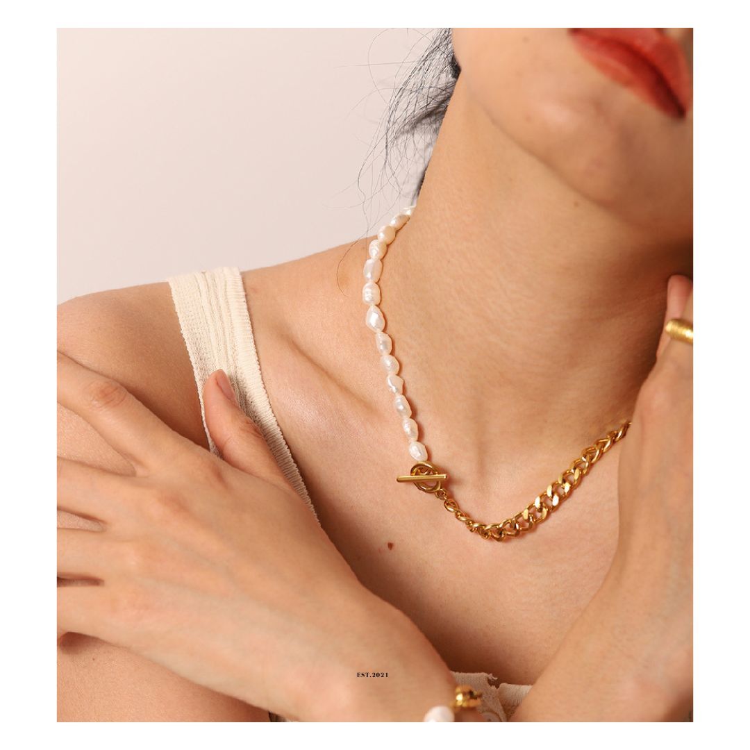 316L Half Chain Perl Necklace 詳細画像6|Misy Jewelry