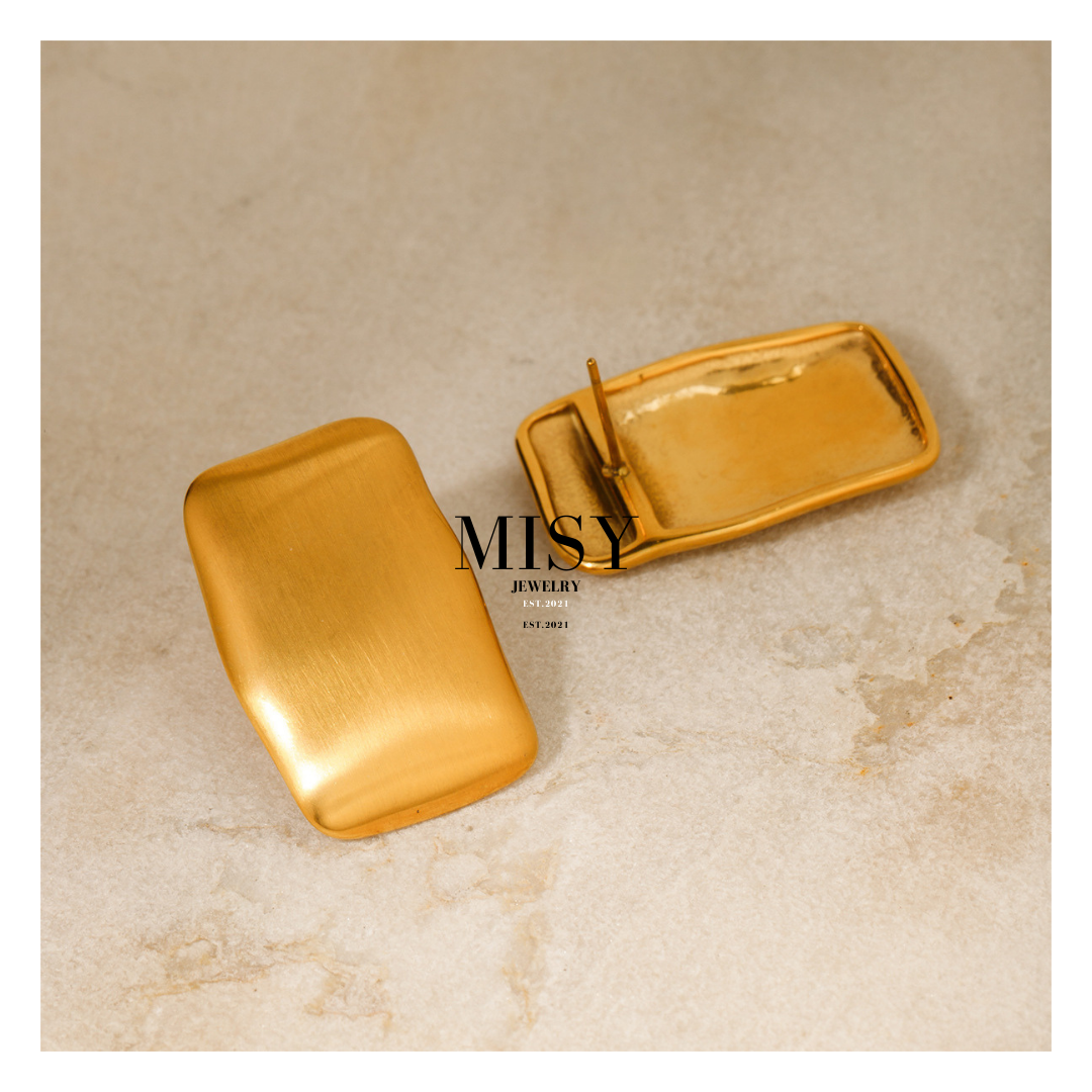 316L Elegant Smooth Matte Square Pierce 詳細画像5|Misy Jewelry