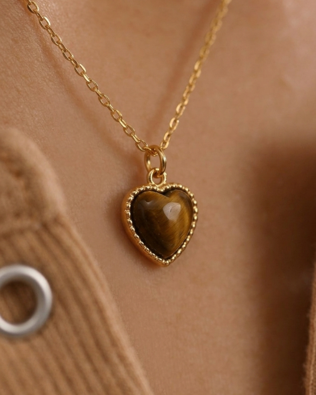 316L Tiger Eye Heart Necklace — ディテール | ネックレス | サージカルステンレス316L | Misy Jewelry