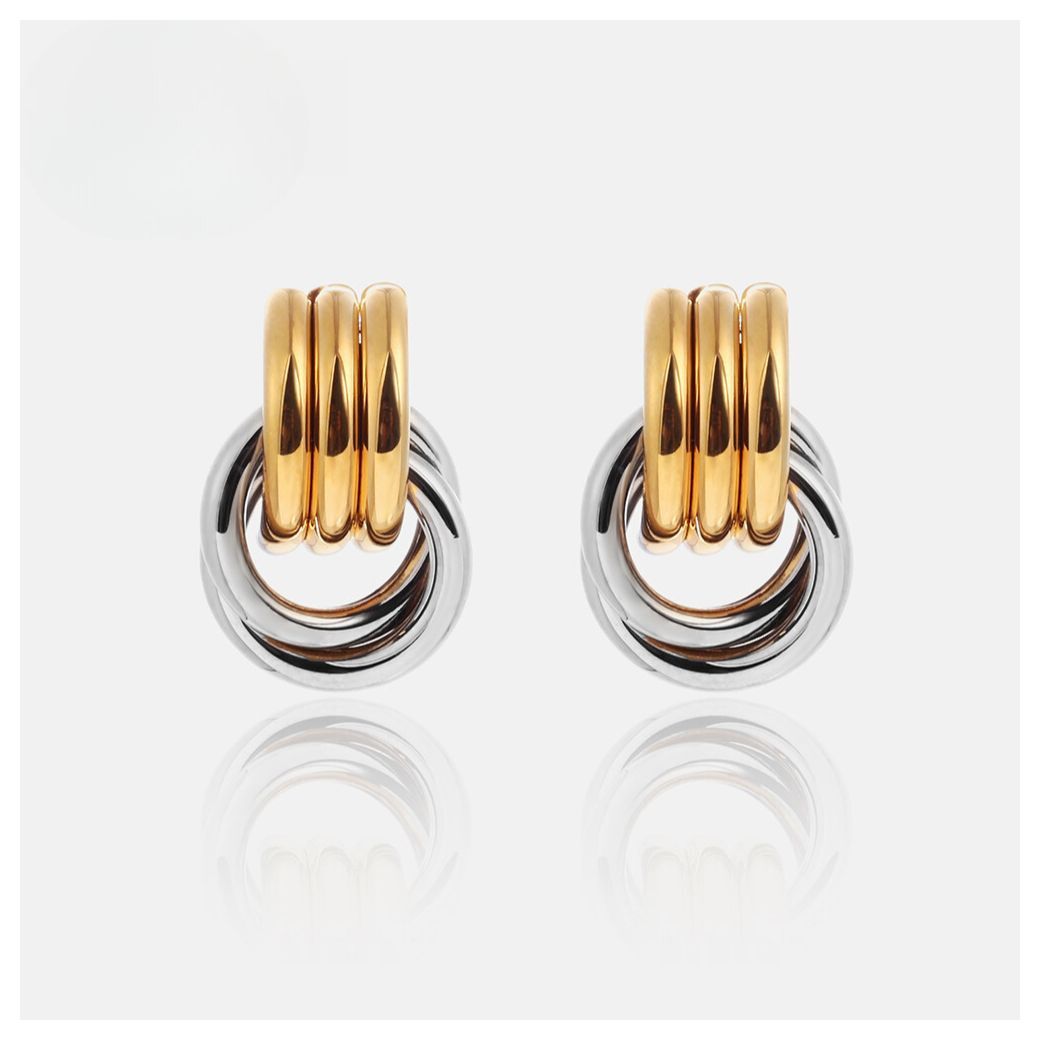 316L Dual-Tone Interlocked Hoop Pierce - ピアス・イヤリング|Misy Jewelry
