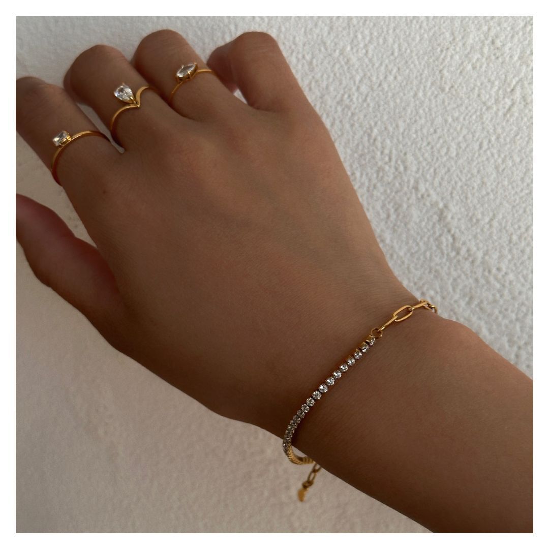316L Chain & Zirconia Bracelet or Anklet 詳細画像1|Misy Jewelry