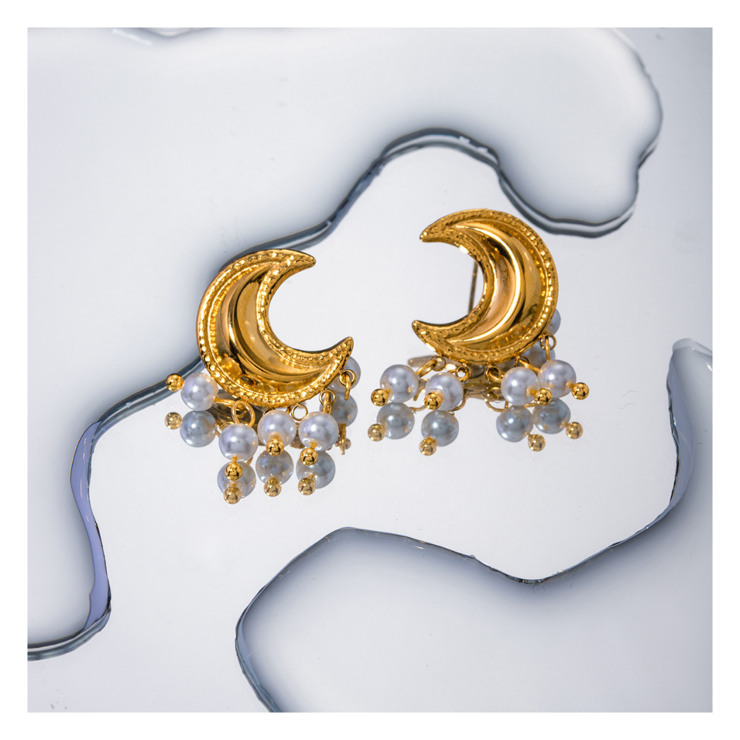 316L Perl Crecsent Moon Pierce 詳細画像1|Misy Jewelry