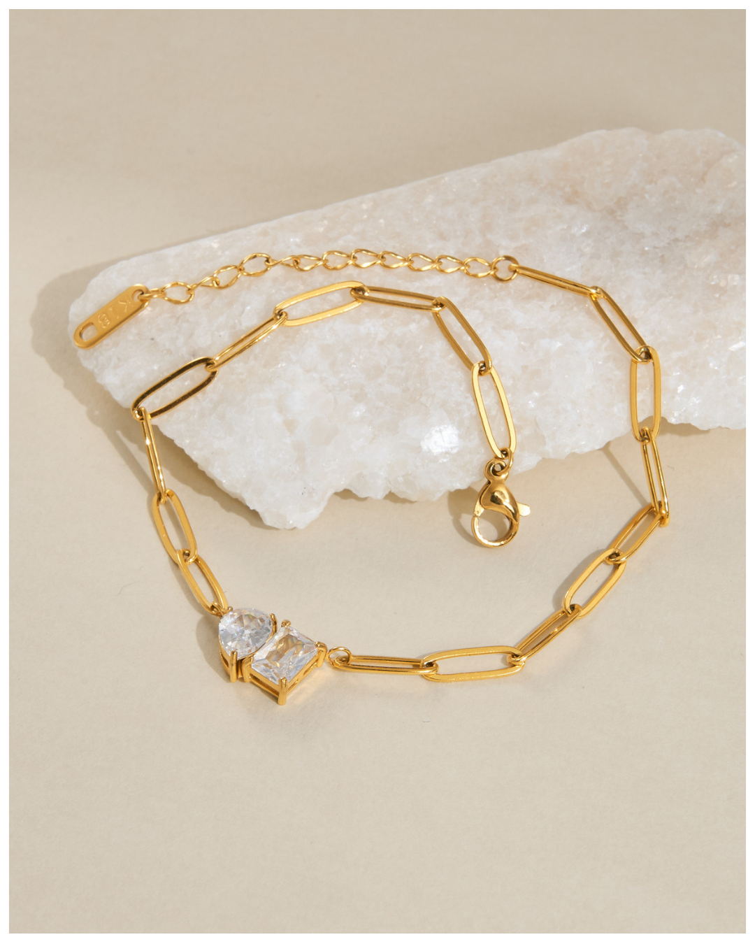 316L Double Zirconia Chain Anklet — ディテール | ネックレス | サージカルステンレス316L | Misy Jewelry
