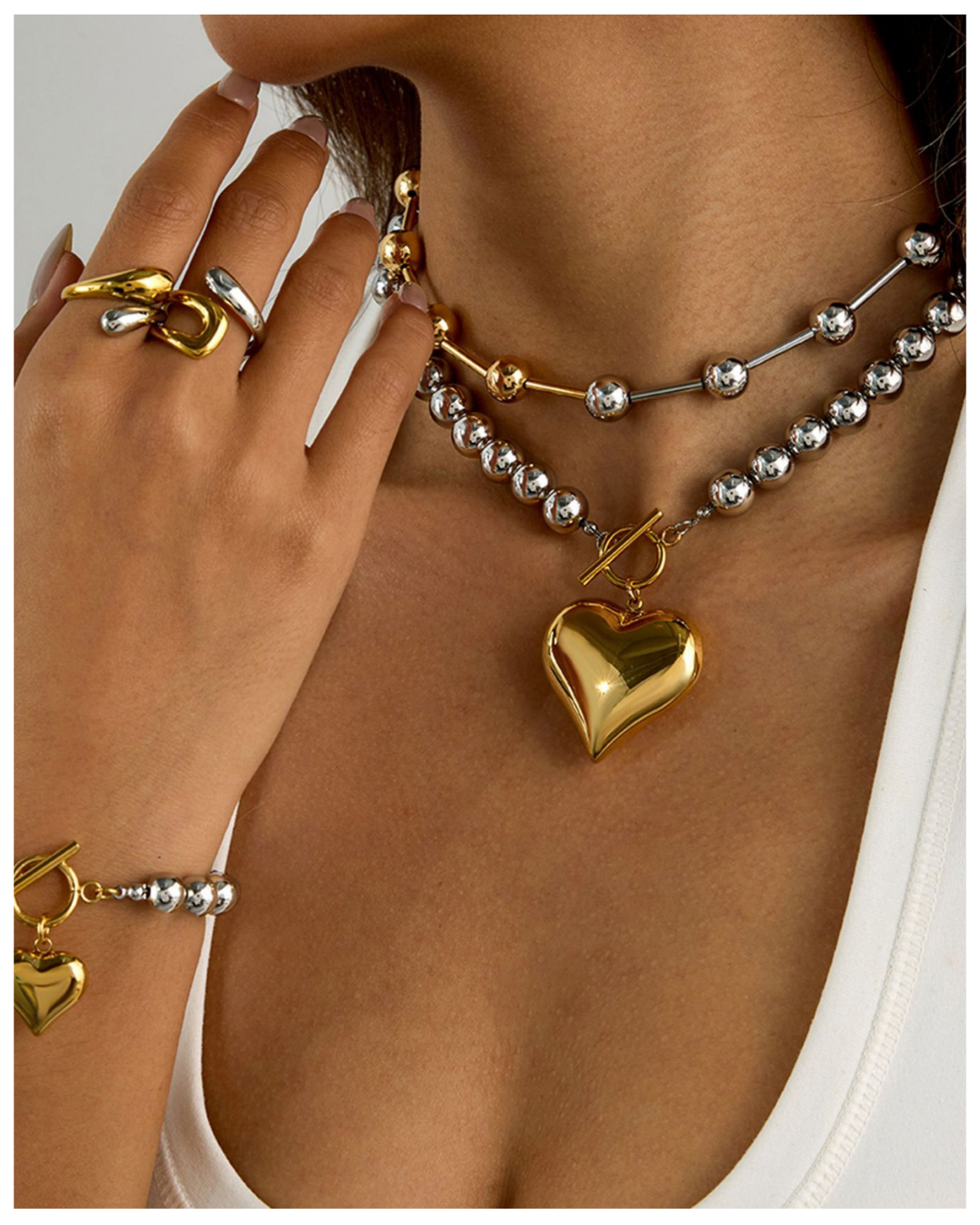 316L Bi-color Curve Sculpture Ring 詳細画像4|Misy Jewelry