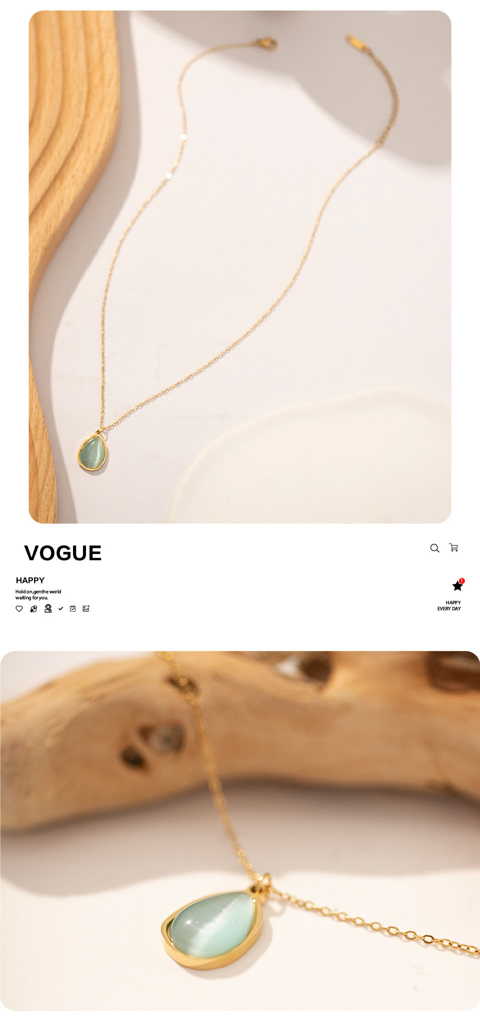 316L Green Aventurine Necklace — ディテール | ネックレス | サージカルステンレス316L | Misy Jewelry