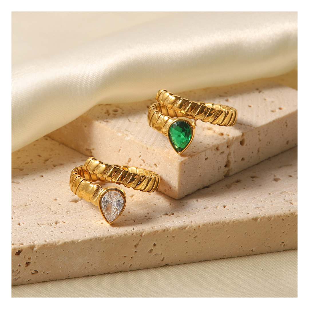 316L Tear Zirconia Ring Green or White — ディテール | リング | サージカルステンレス316L | Misy Jewelry