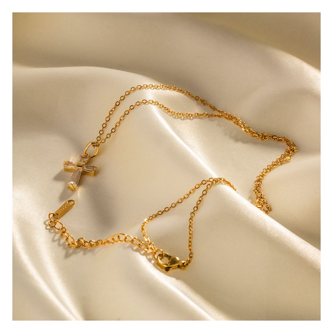 316L Zirconia Cross Necklace 詳細画像3|Misy Jewelry