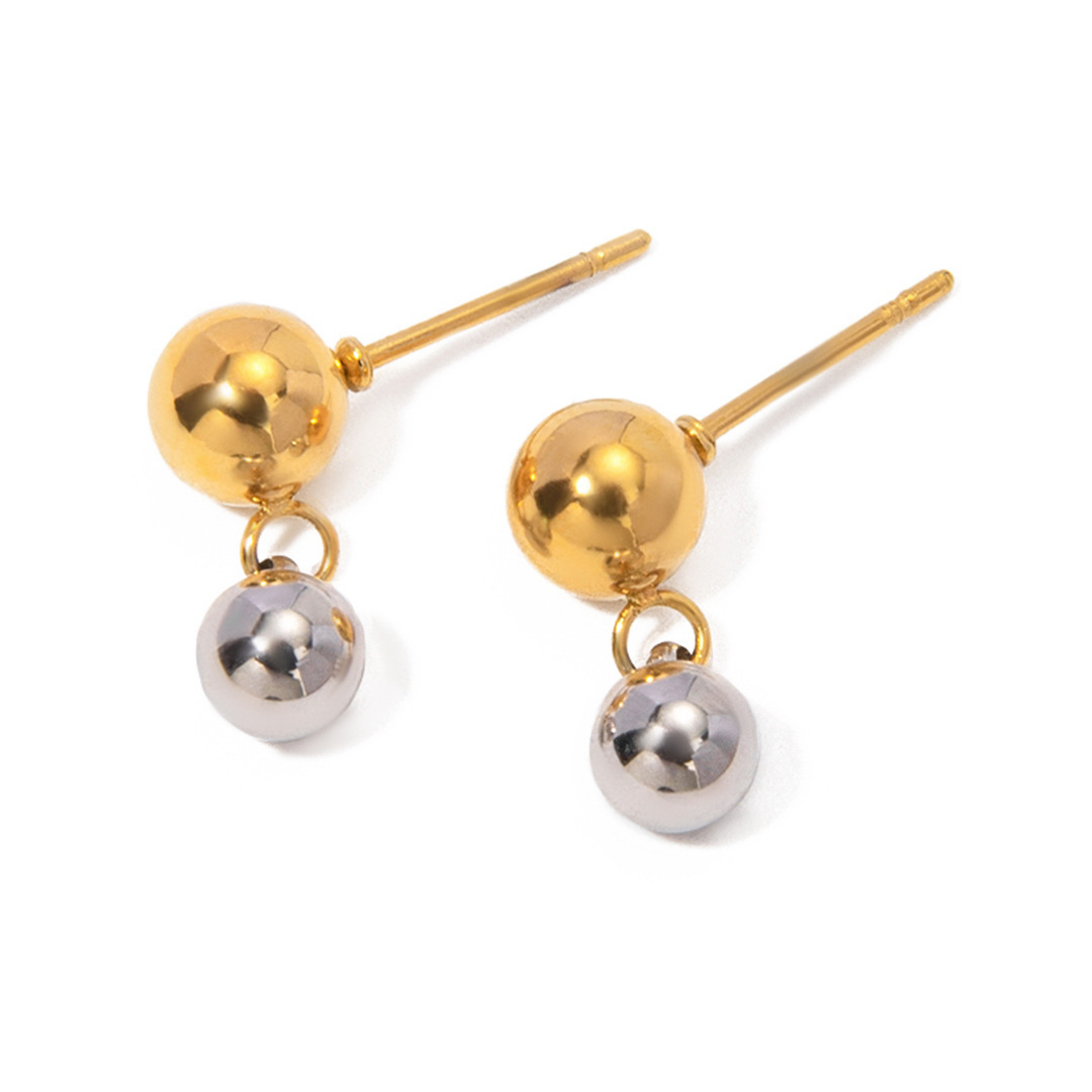 316L Elegant Bi-color Ball Pierce 詳細画像4|Misy Jewelry