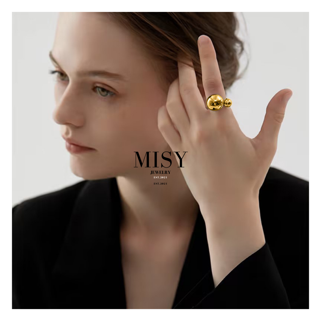 316L Elegant Sphere Ring2 - リング|Misy Jewelry