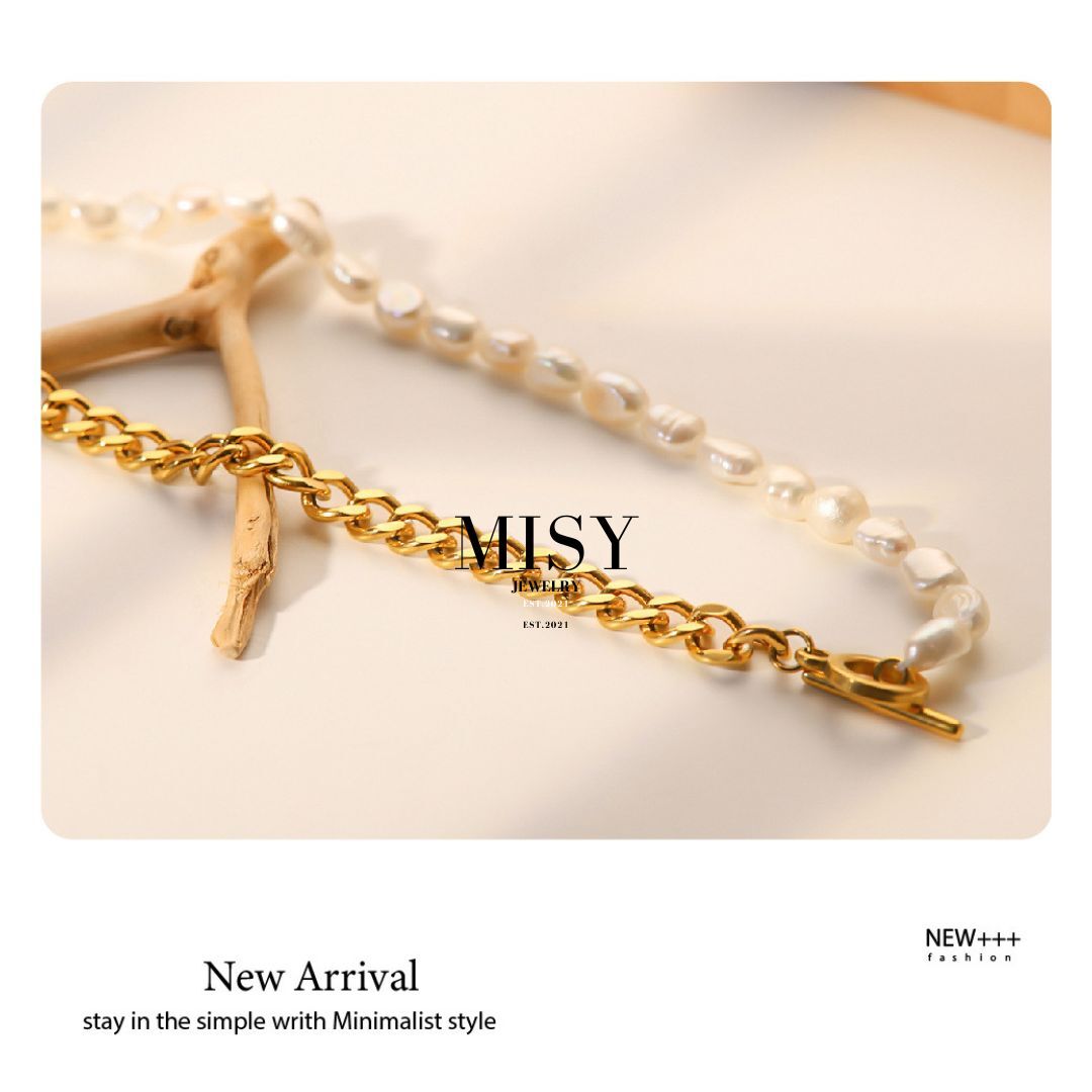 316L Half Chain Perl Necklace 詳細画像7|Misy Jewelry