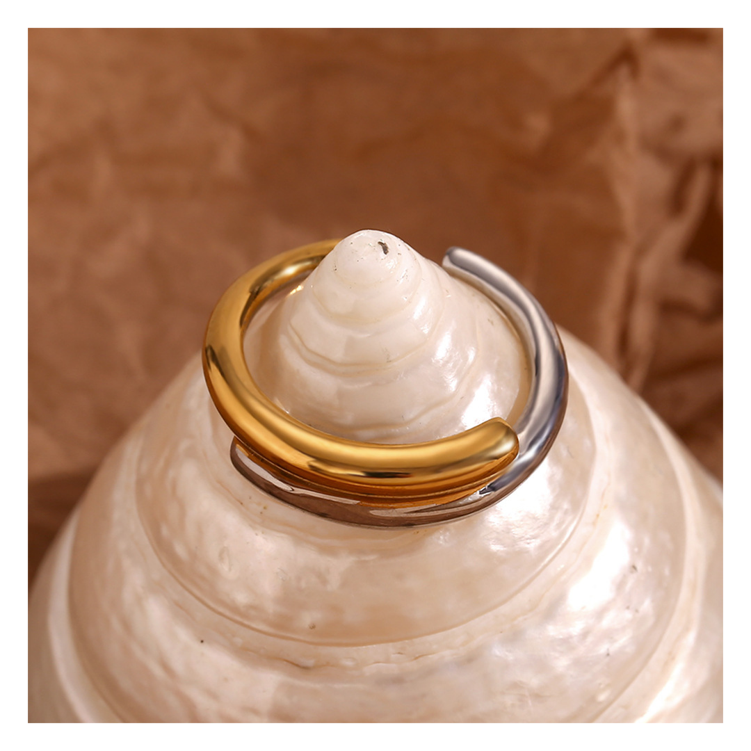 316L Bicolor Cross Ring - リング|Misy Jewelry