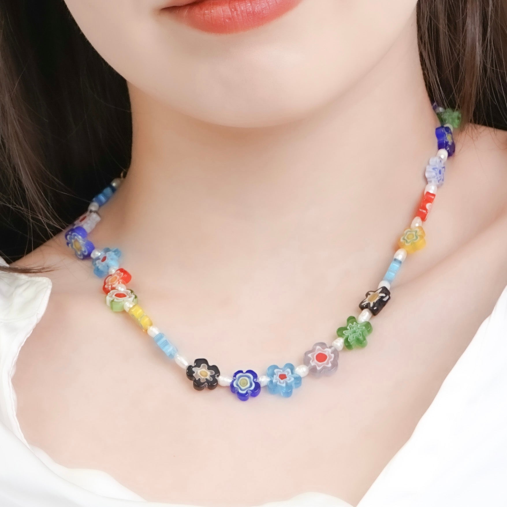 316L Millefiori Perl necklace 1