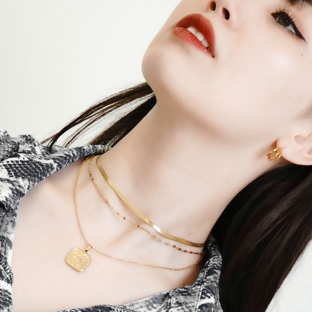316L Rose square necklace 詳細画像5|Misy Jewelry