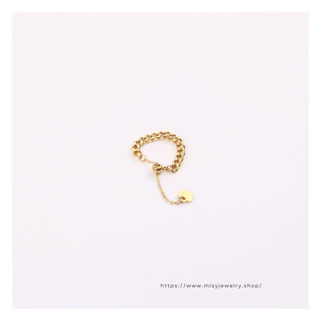 316L Chain Ring Free Size — 着用イメージ | リング | サージカルステンレス316L | Misy Jewelry