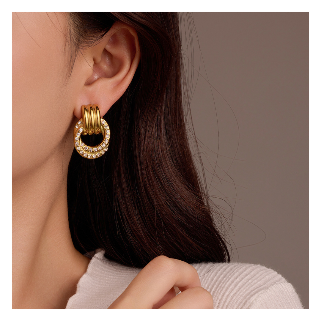 316L Loop Zirconia Earrings - リング|Misy Jewelry