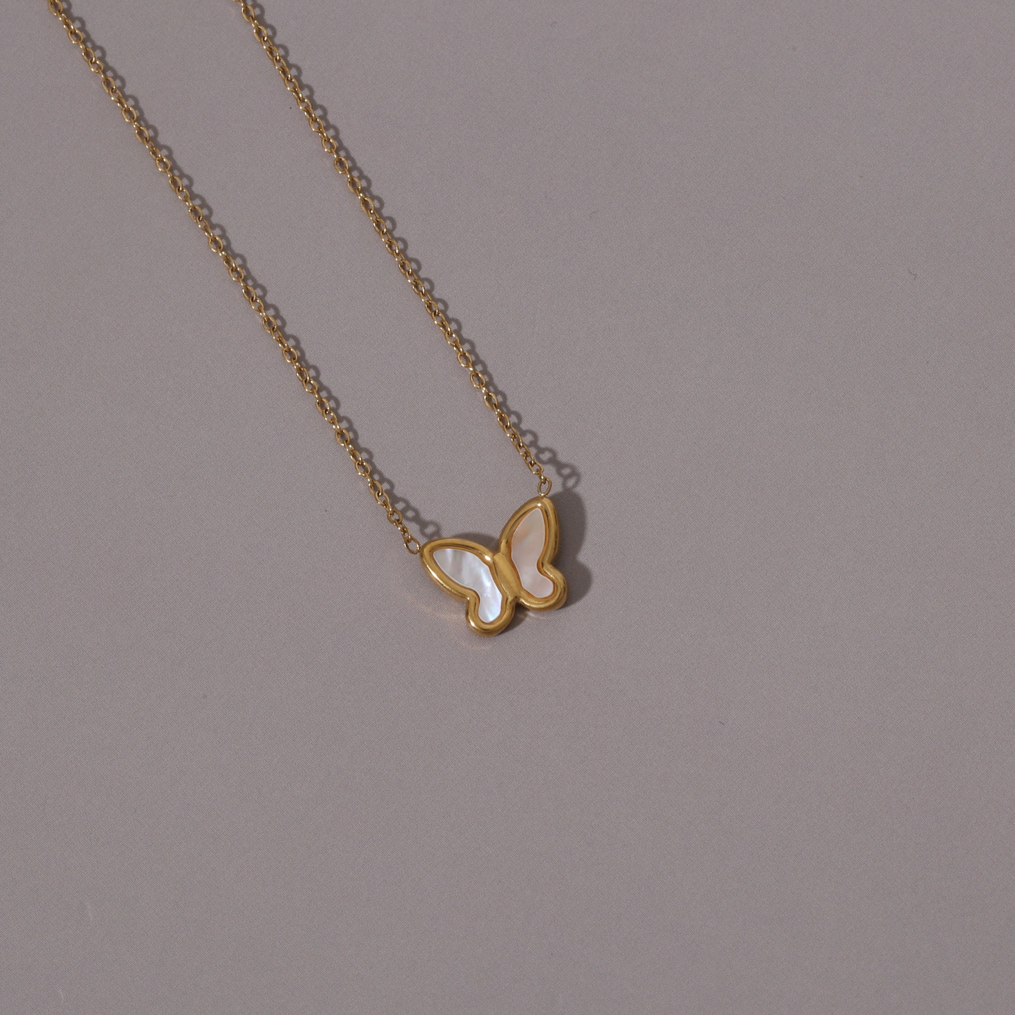 316L Butterfly Shell Necklace - ネックレス|Misy Jewelry