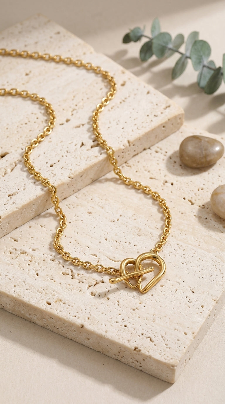 Heart Toggle Necklace on marble