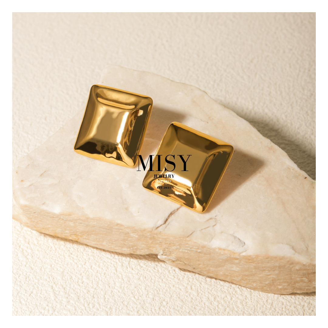316L Elegant Smooth Square Pierce 詳細画像3|Misy Jewelry