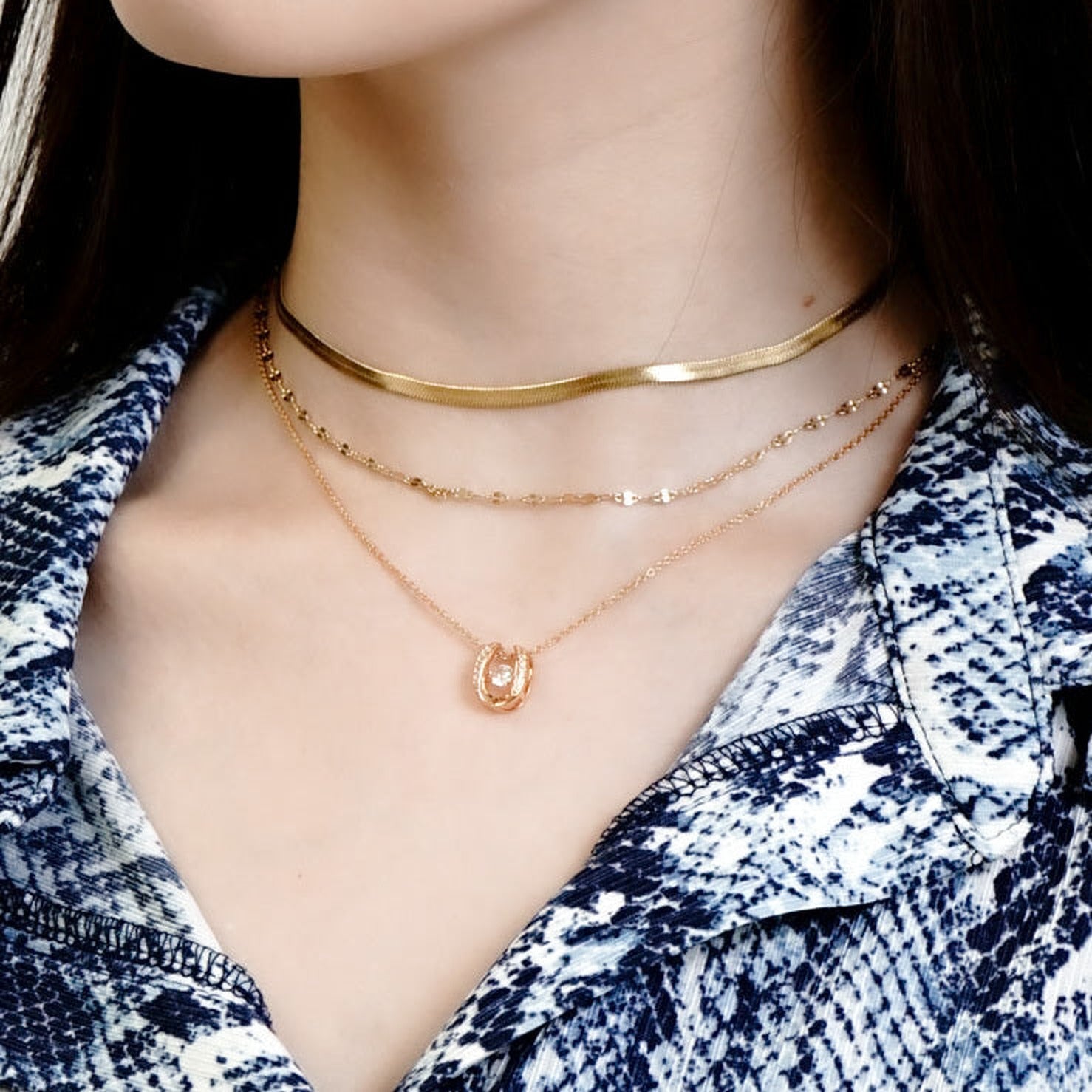 316L Horseshoe zirconia necklace 詳細画像8|Misy Jewelry