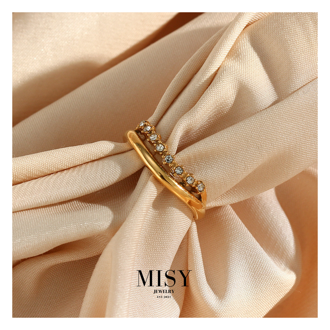 316L Double Layer Zirconia Ring - リング|Misy Jewelry