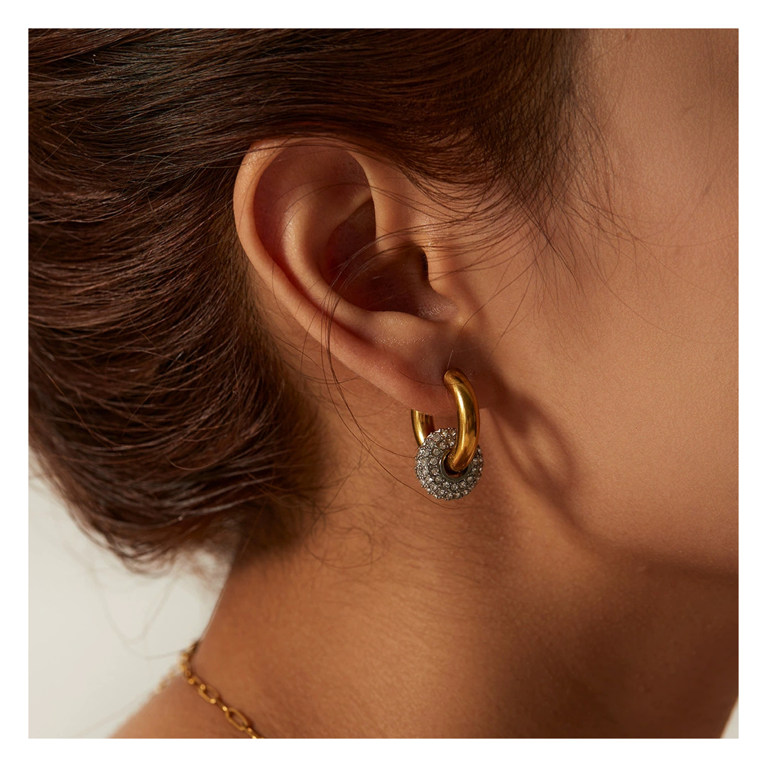 316L Zirconia Circle Earrings 詳細画像1|Misy Jewelry