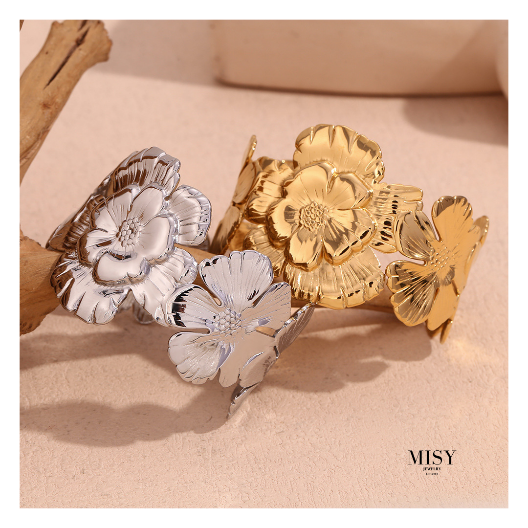 316L Flower Bangle - ブレスレット|Misy Jewelry