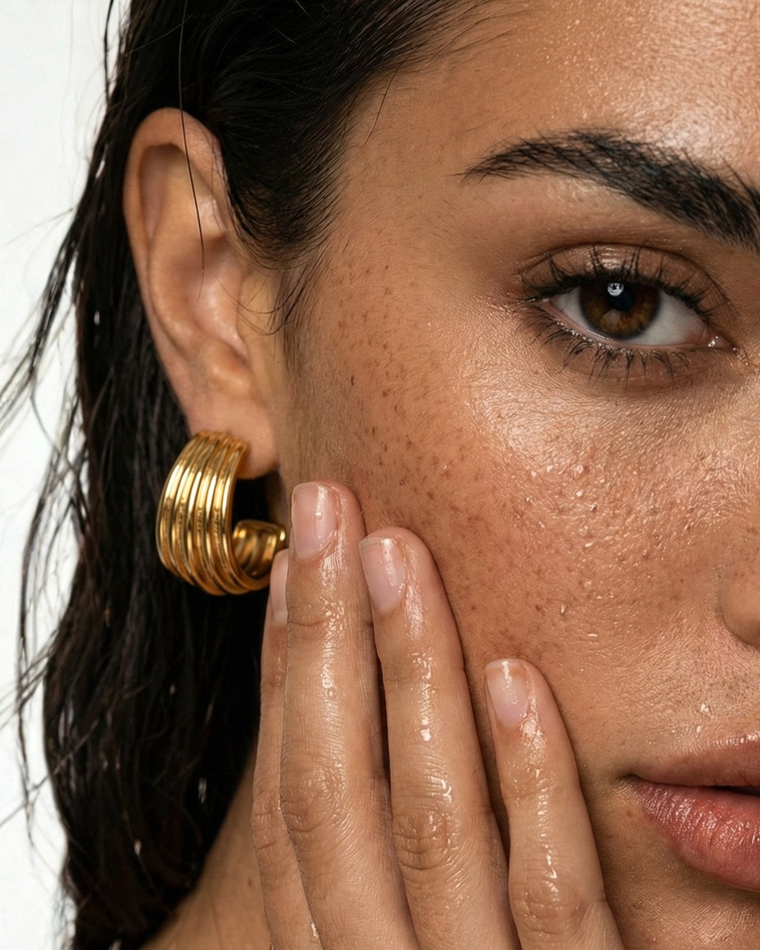 316L Layered Wave Hoops — 着用イメージ | アクセサリー | サージカルステンレス316L | Misy Jewelry