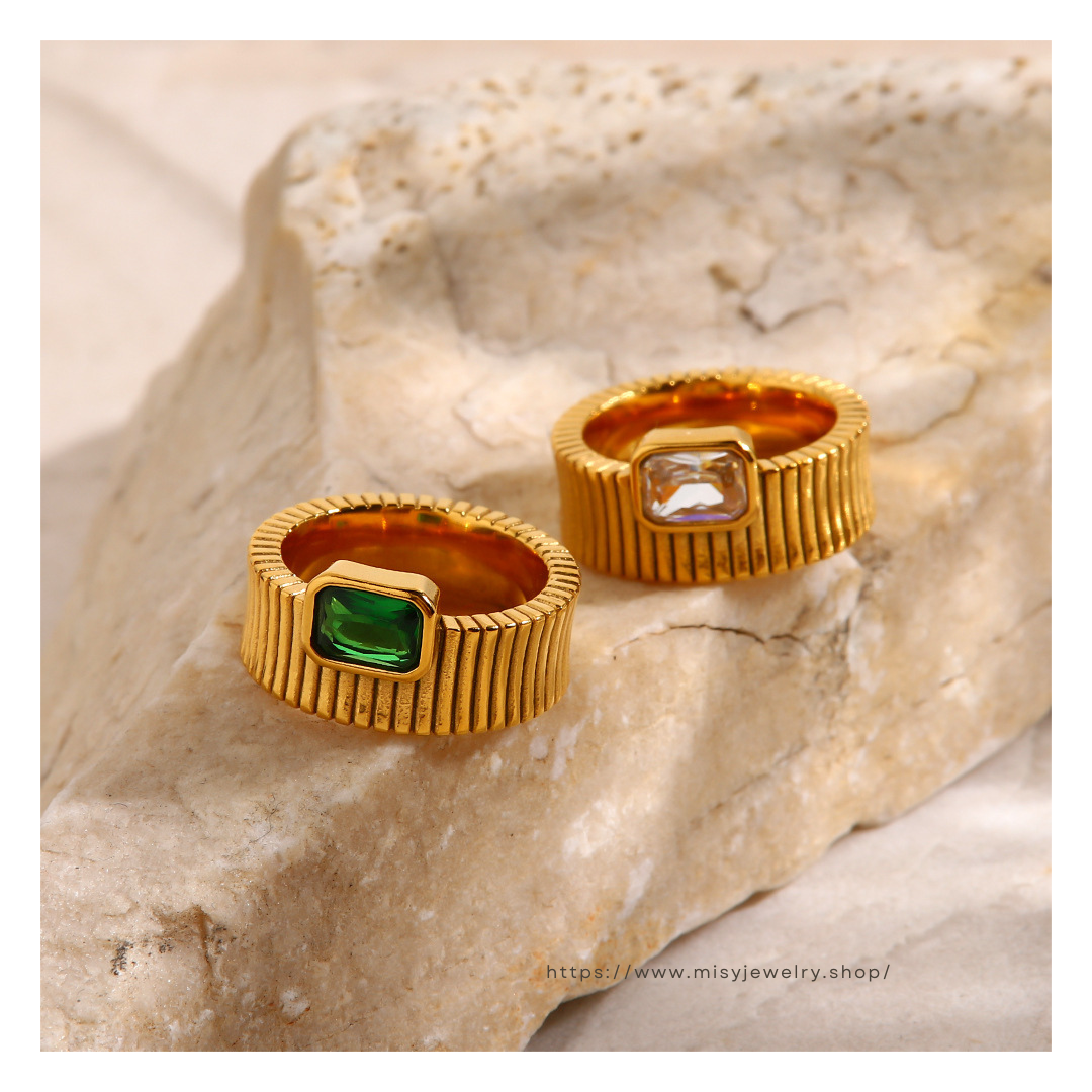 316L Square Zirconia Ring — ディテール | リング | サージカルステンレス316L | Misy Jewelry