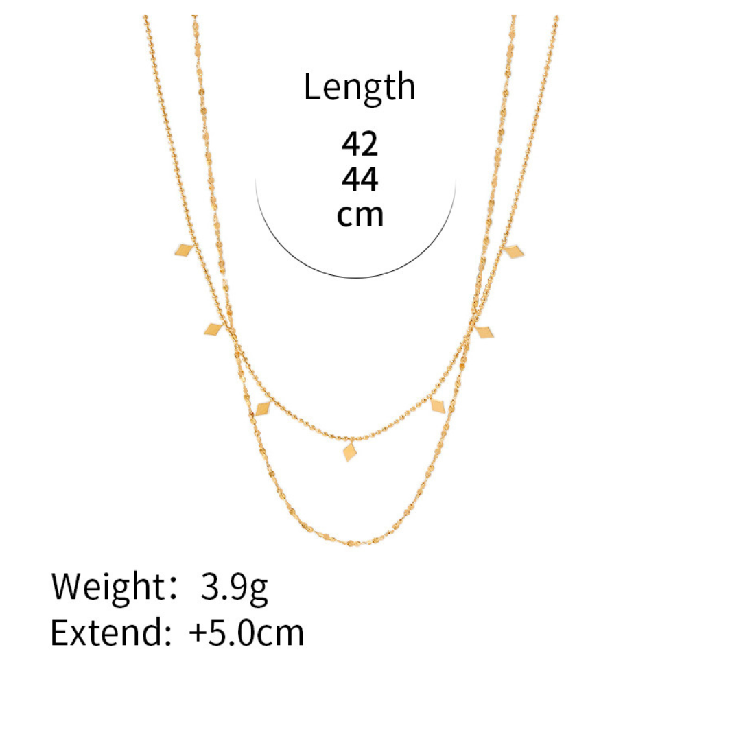 Double Square Necklace — 着用イメージ | ネックレス | サージカルステンレス316L | Misy Jewelry