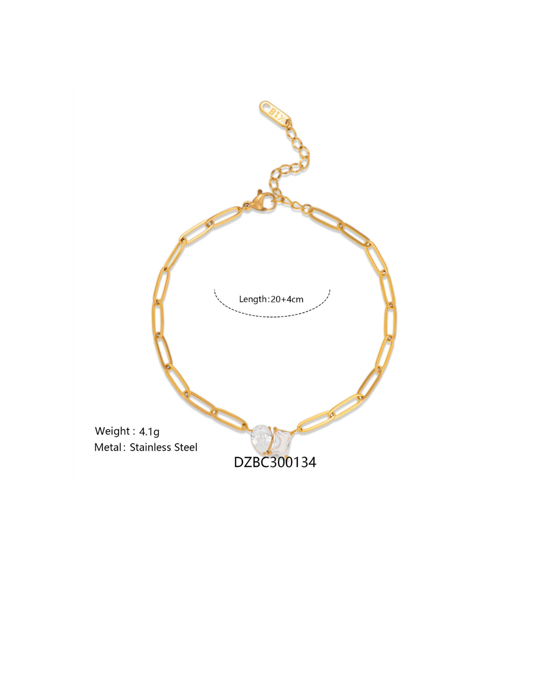 316L Double Zirconia Chain Anklet — ディテール | ネックレス | サージカルステンレス316L | Misy Jewelry