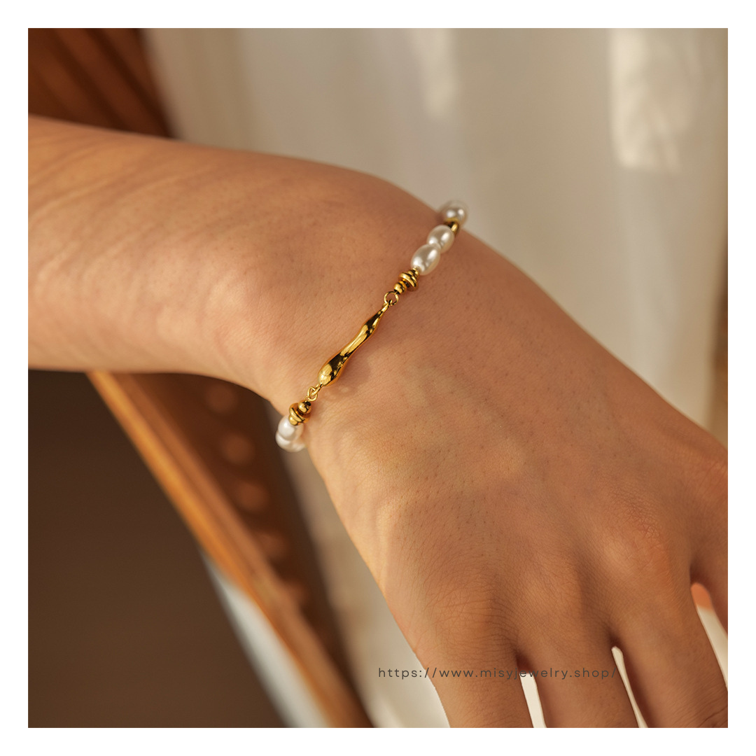 316L Curve Perl Bracelet 詳細画像1|Misy Jewelry