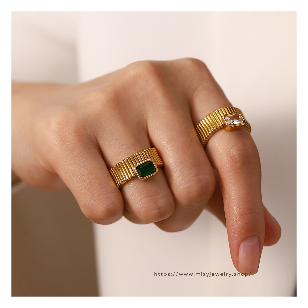 316L Square Zirconia Ring — ディテール | リング | サージカルステンレス316L | Misy Jewelry