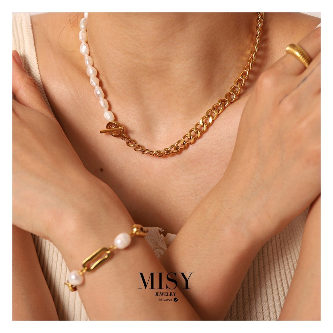 316L Half Chain Perl Necklace - ネックレス|Misy Jewelry