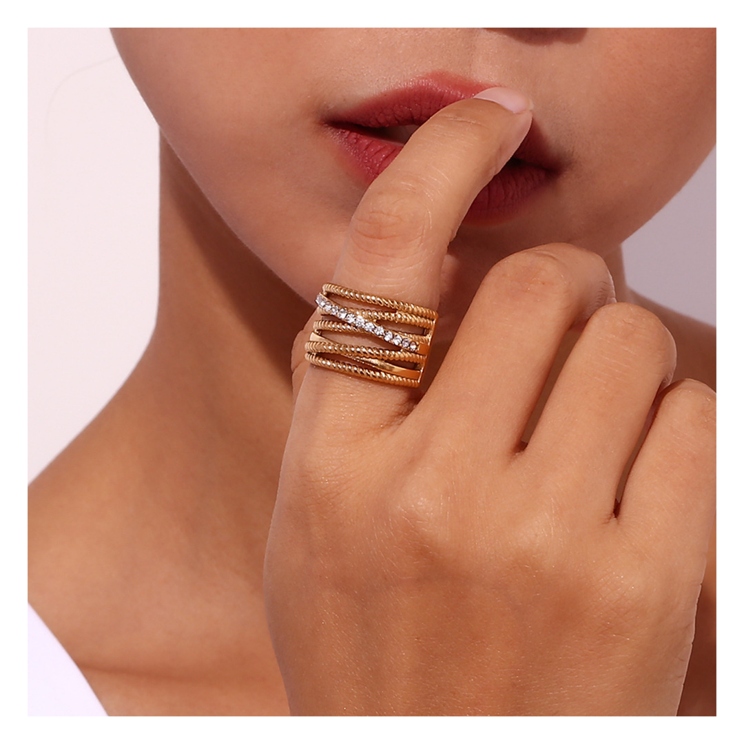 316L Twisted Zirconia Ring - リング|Misy Jewelry