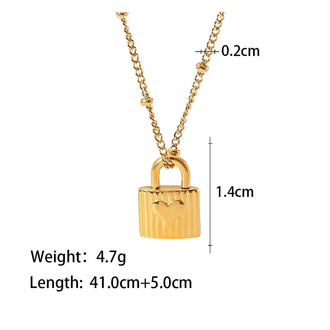 316L Heart Padlock Necklace — 着用イメージ | ネックレス | サージカルステンレス316L | Misy Jewelry