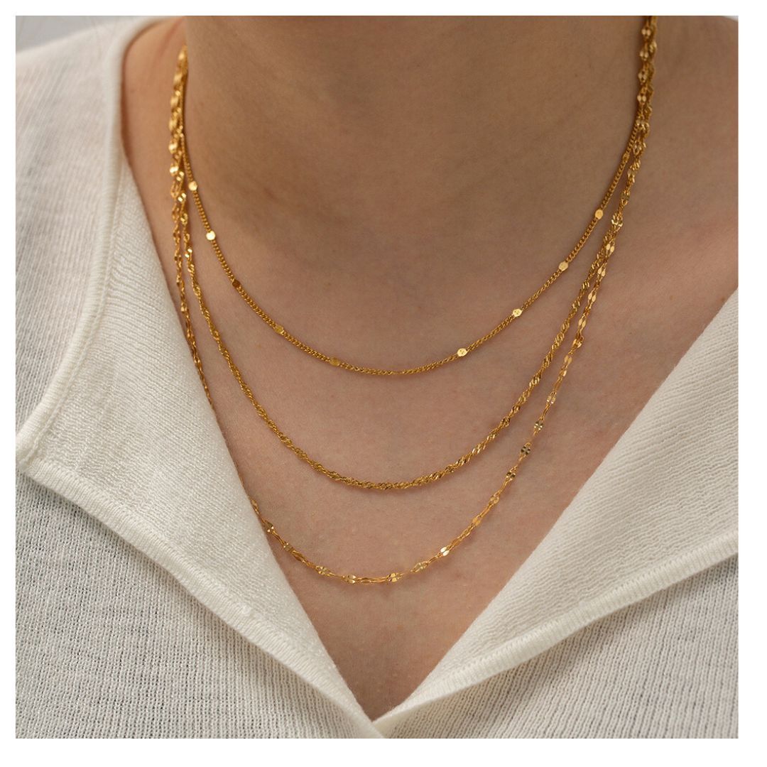 3連 Petal Screw Dot Necklace 詳細画像1｜Misy Jewelry