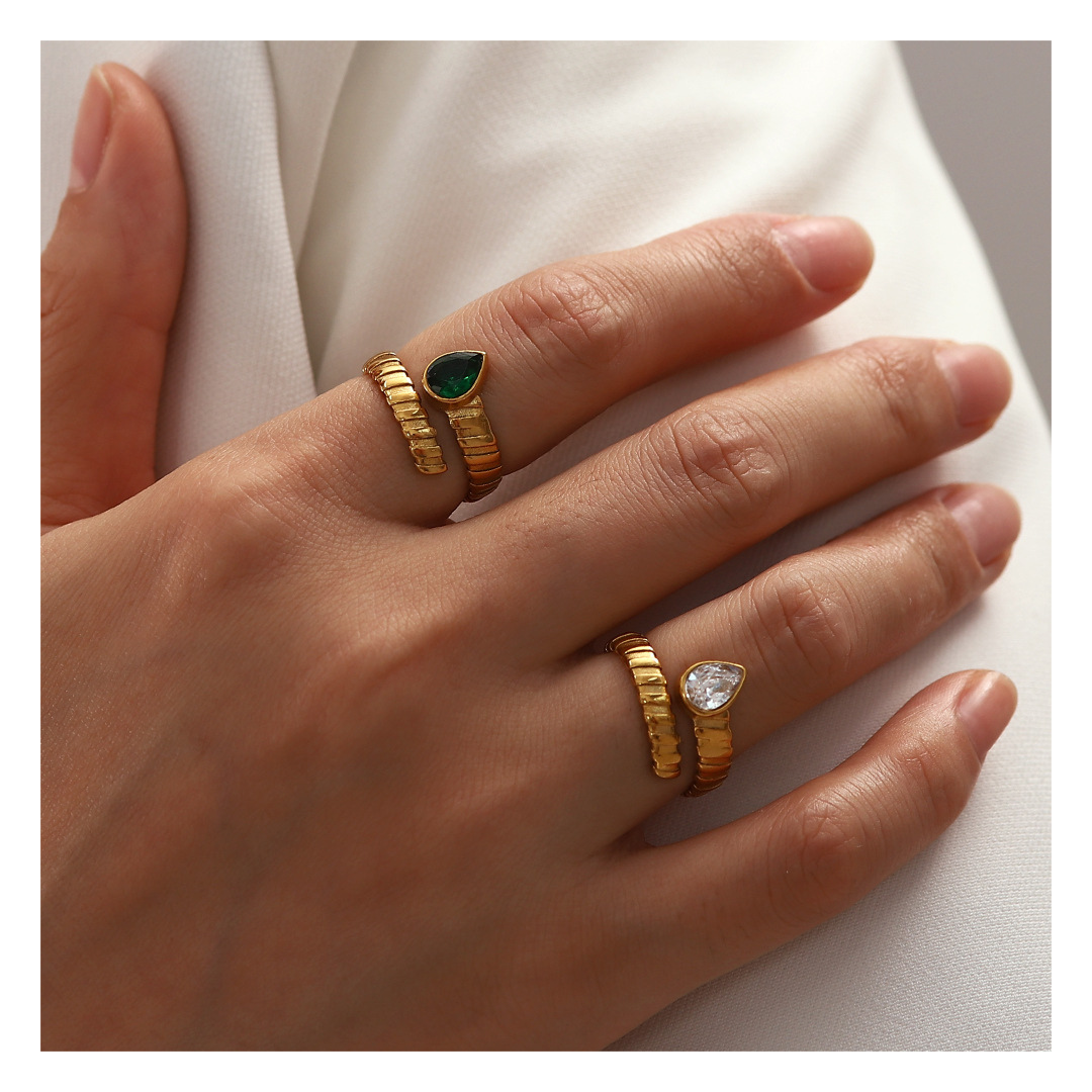 316L Tear Zirconia Ring Green or White — ディテール | リング | サージカルステンレス316L | Misy Jewelry