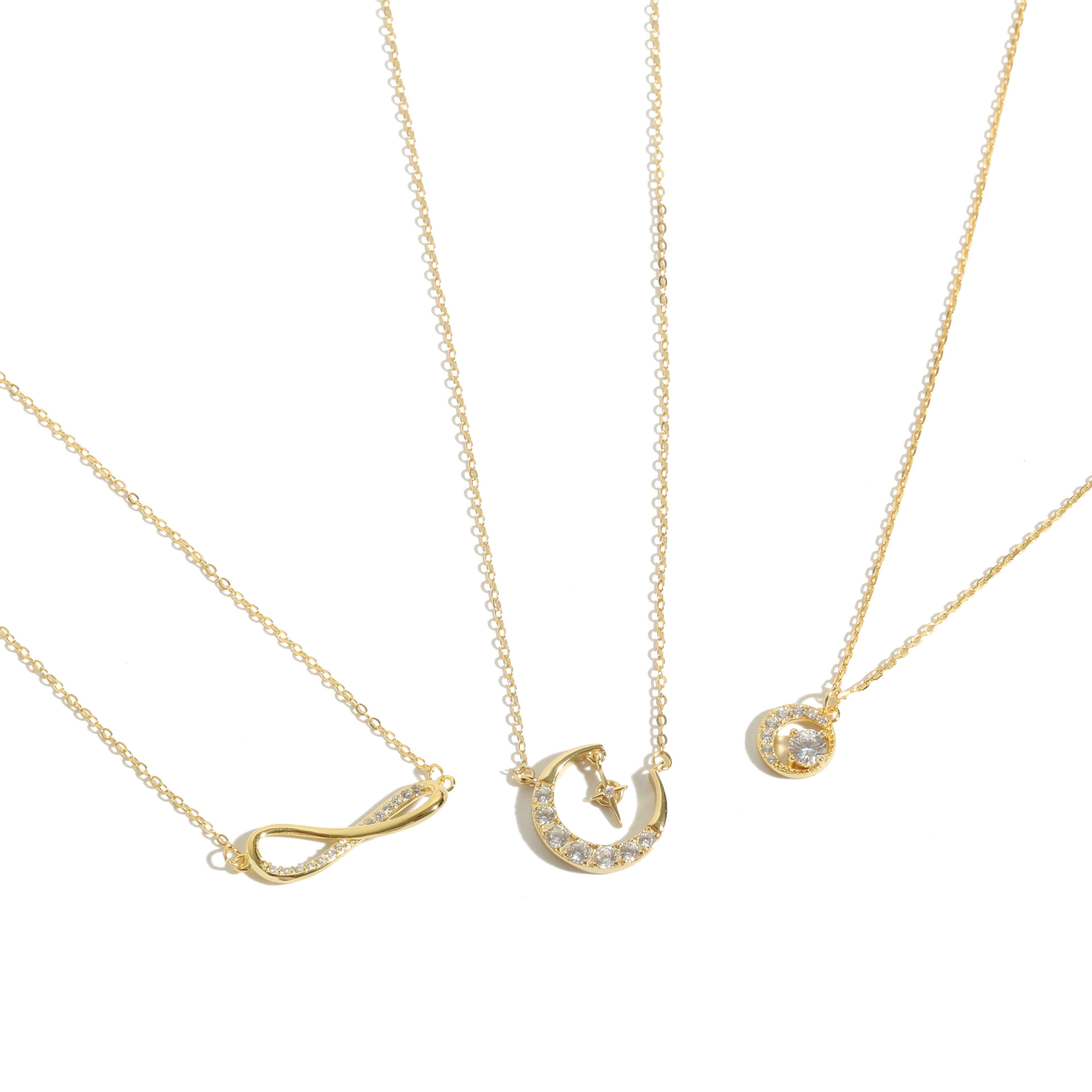 s925 Crecent moon zirconia necklace 詳細画像5｜Misy Jewelry