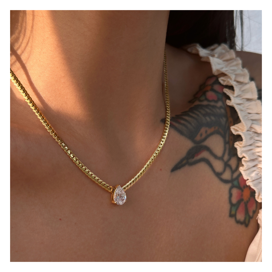 316L Drop Zirconia Chain Necklace 詳細画像4｜Misy Jewelry