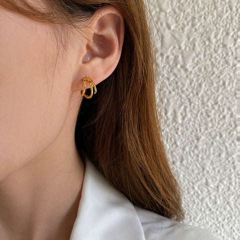 s925 Hoop pierce Triple Earrings