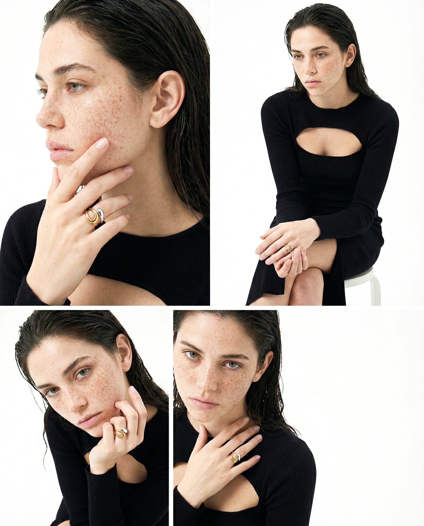 316L Bi-color Curve Sculpture Ring 詳細画像8｜Misy Jewelry