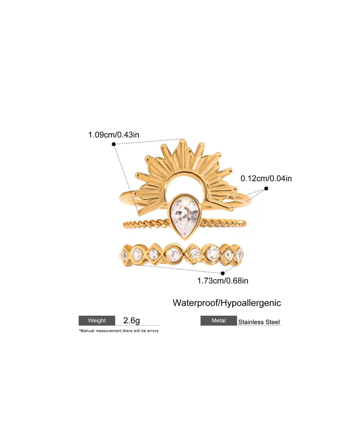 316L Sunbeam Ring Set（3点セット） 詳細画像9｜Misy Jewelry