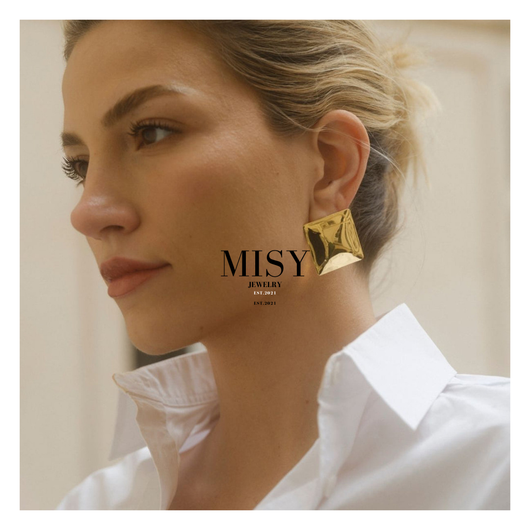 316L  Elegant Smooth Square Pierce 詳細画像2｜Misy Jewelry
