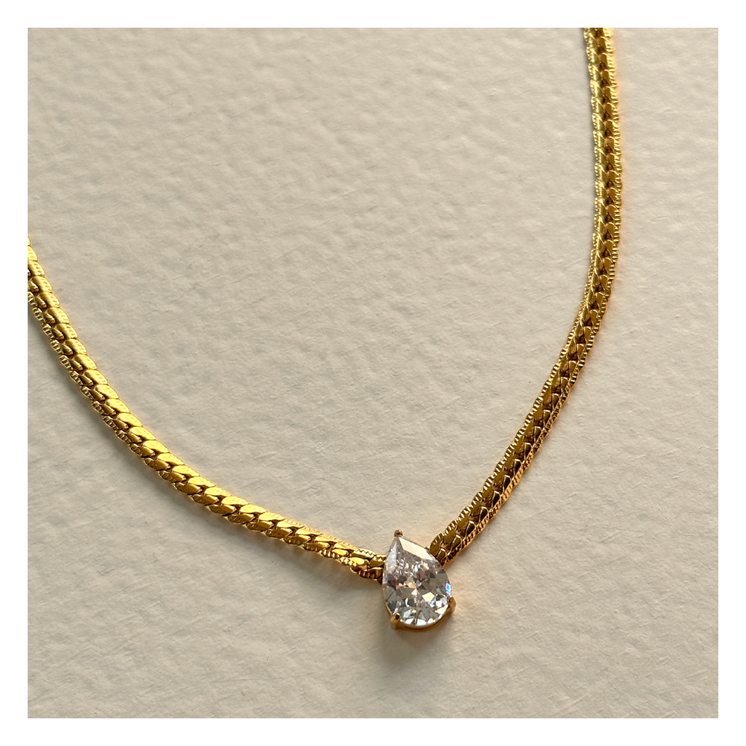 316L Drop Zirconia Chain Necklace 詳細画像5｜Misy Jewelry