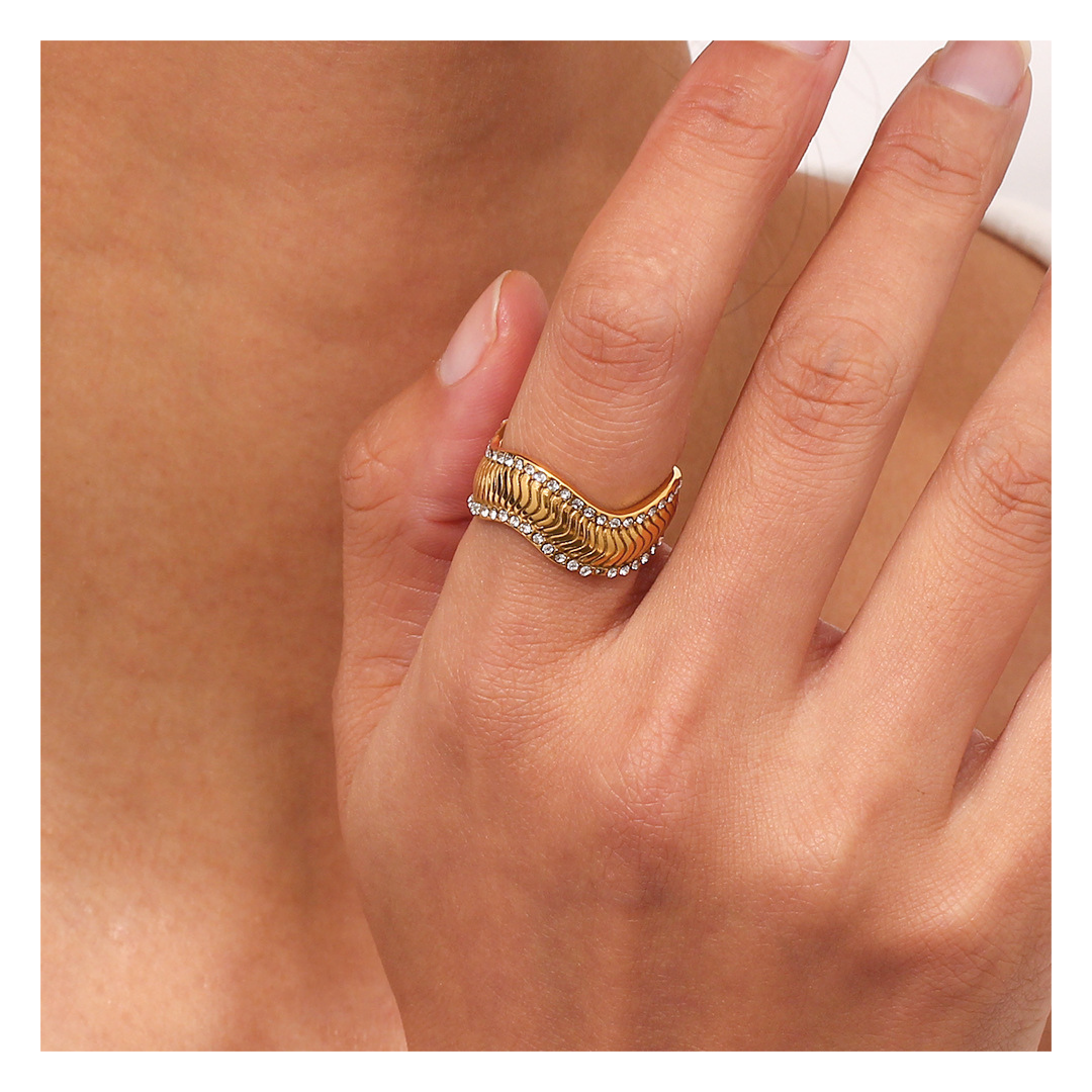 316L Wave Zirconia Ring 詳細画像3｜Misy Jewelry