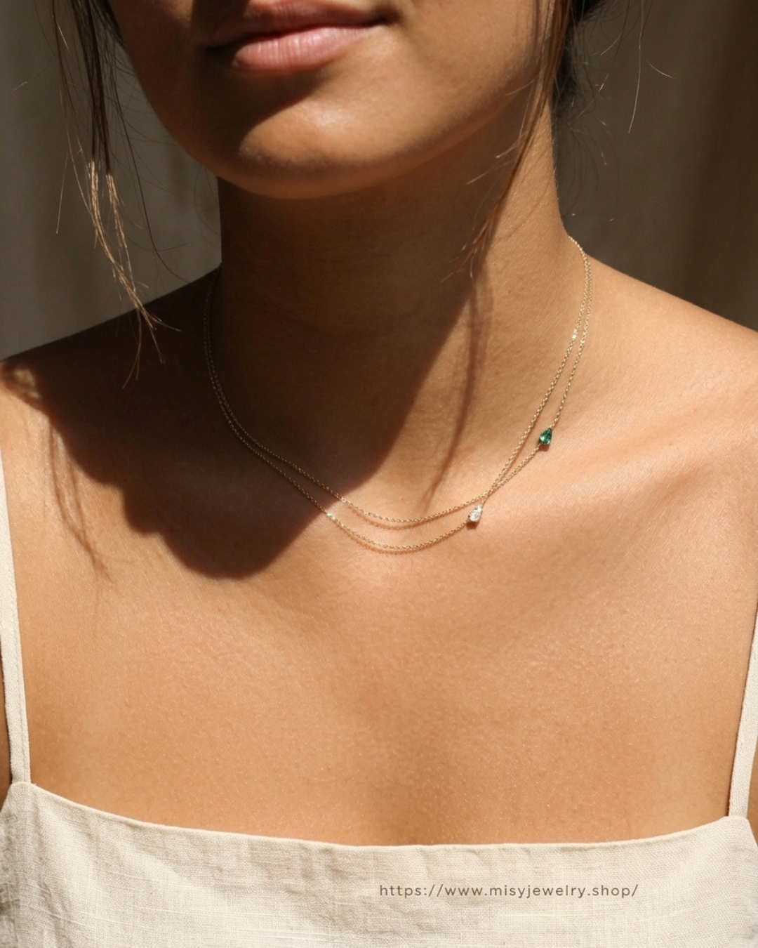 316L Chain Zirconia Green Or White — ディテール | ネックレス | サージカルステンレス316L | Misy Jewelry